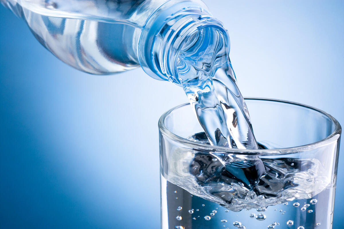 Water being poured into a glass