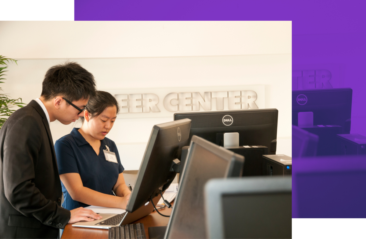 Student getting help at the Career Engagement Center