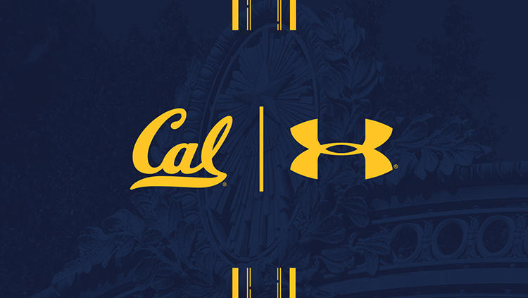 Cal logo with Under Armour logo featuring new Sather Stripe