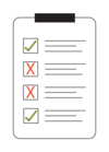 Infographic showing a checklist marked with x's and checkmarks