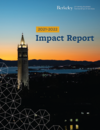 UBPS 21-22 Impact Report Cover image featuring an evening image of the Campanile against a sunset