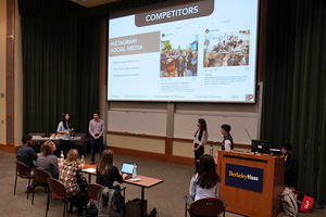 Group of ABA students present their pitch to the Peet's panel