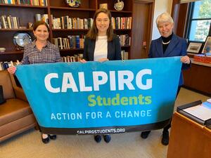 Kira Stoll, Nicole Haynes, and Chancellor Christ