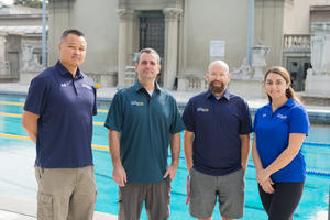 Staff from the Physical Education Department sport their new Under Armour uniforms