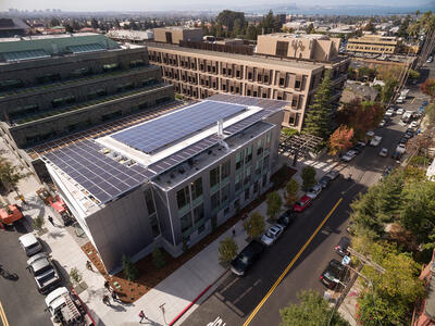 Solar panels on top of Jacobs Hall